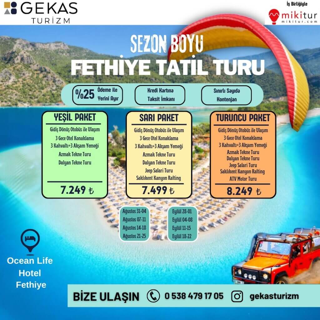 Fethiye Tatil Turu – 3 Gece Konaklamalı